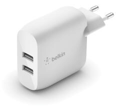 Belkin BOOST CHARGE 24W 12W X2 USB-A, Kétportos fali töltő - Fehér