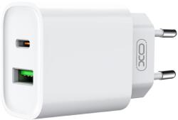 XO hálózati töltő adapter CE02A PD 20W QC 3.0 18W 1x USB 1x USB-C fehér + USB-C - USB-C kábel