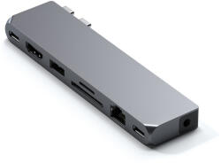 Satechi Pro Hub Max (1x USB4, 1x HDMI 4K 60Hz, 1x USB-A 3.0, 1x micro/SD, 1x Ethernet, 1x USB-C, 1x Audio) - Asztroszürke