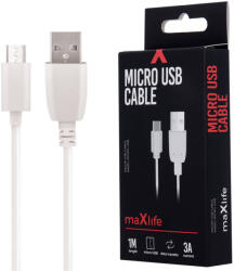 Maxlife USB - Micro USB kábel 3A 1m fehér