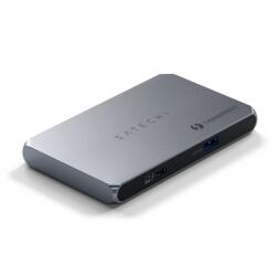 Satechi Alumínium Thunderbolt 4 Vékony Elosztó (3x Thunderbolt 4 Lefelé Irányuló Portok 40 Gbps, 2x 4K 60Hz vagy 1x 8K vagy 1x 6K Mac-en, 1x DC 20V Port) - Szürke