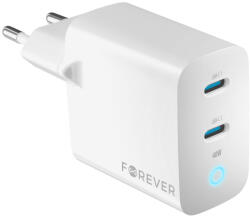 Forever Forever TC-06-40CC GaN PD QC töltő 2x USB-C 40W fehér