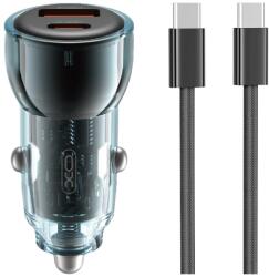 XO autós töltő CC60 60W 1x USB 1x USB-C kék + USB-C - USB-C kábel