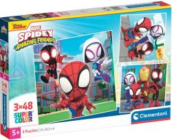 Clementoni Puzzle pentru copii Clementoni din 3 x 48 piese - Spidey și prietenii săi minunați (25294) Puzzle