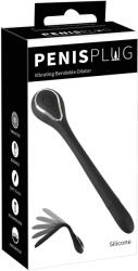 Penisplug Dilator de penis cu dop - dilatator cu vibrații, cu acumulator (1 cm, negru)
