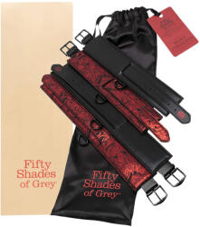 Fifty Shades of Grey - set cătușe BDSM - piele neagră-roșie