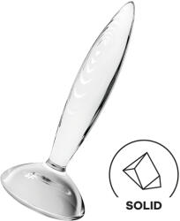 Satisfyer Sparkling Crystal - dildo din sticlă cu striații - transparent
