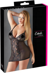 Cottelli Collection Plus Size - babydoll din dantelă transparentă - negru - 3XL (27511431071)