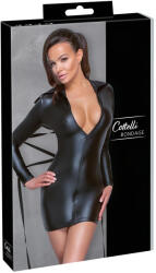 Cottelli Collection Bondage - Rochie latex lucios cu element de imobilizare - negru (27178671021)