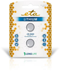 ETA Lítium akkumulátor ETA PREMIUM CR2025, csomagolás 2db (CR2025LITH2) (ETACR2025LITH2)