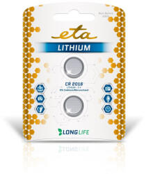ETA Lítium akkumulátor ETA PREMIUM CR2016, csomagolás 2db (CR2016LITH2) (ETACR2016LITH2)