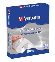 Verbatim CD/DVD boríték, papír, ablakos, bebújtatós fül, VERBATIM, fehér, 50db/cs (49992) - iconink