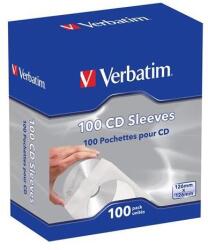 Verbatim CD/DVD boríték, papír, ablakos, bebújtatós fül, VERBATIM, fehér, 100db/cs (49976) - iconink