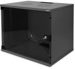 ASSMANN 19" 460x540x400 9U lapra szerelt üvegajtós fekete fali rack szekrény (DN-19 09-U-S-SW) - iconink