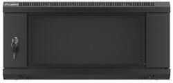 Lanberg WF01-6404-10B 19" 4U SZÉL: 600 MÉLY: 450 MAG: 290 lapraszerelt üvegajtós fekete fali rack szekrény (WF01-6404-10B)