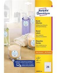 AVERY L3415-10 40mm átmérőjű 240db-os fehér kör alakú öntapadó etikett (AVERY_L3415-10) (AVERY_L3415-10)