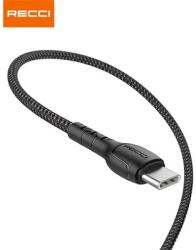 Recci RTC-N16CB 3A TypeC-USB szövet kábel, fekete - 1m (RTC-N16CB)