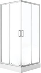 Laveo Bresso cabină cu cădiță 80x80 cm pătrat crom luciu/sticlă transparentă JKDD086K (JKDD086K)