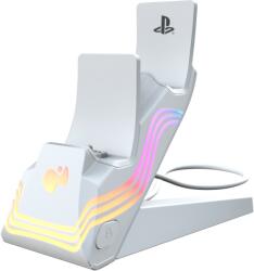 PDP Afterglow Wave, PlayStation 5, DualSense, RGB világítás, Fehér, Kontroller töltőállomás (052-022-WH)