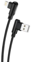 FONENG X70 USB-A - Lightning derékszögben hajlított csatlakozós kábel 1m fekete (X70 iPhone)