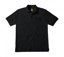 B and C Uniszex rövid ujjú galléros póló munkaruha B and C Energy Pro Workwear Pocket Polo 3XL, Fekete