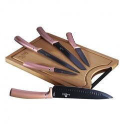 Berlinger Haus BH/2554A bambusz vágódeszkával, pink 6 részes késkészlet (BH/2554A)