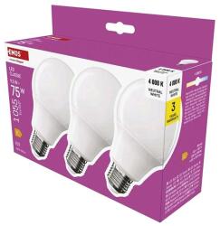 EMOS Bec LED EMOS E27 9, 5W lumină naturală 4100K A60 3db/cutie 1525733477 (1525733477)