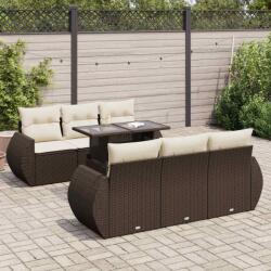 vidaXL 7 részes barna polyrattan kerti ülőgarnitúra párnákkal (3326584)
