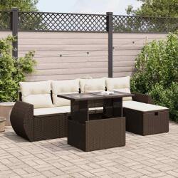 vidaXL 6 részes barna polyrattan kerti ülőgarnitúra párnával (3327893)