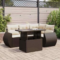 vidaXL 5 részes barna polyrattan kerti ülőgarnitúra párnával (3326634)