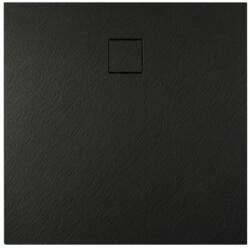 Diplon BST8301 Kő textúrájú 80x80 cm zuhanytálca fekete színben lefolyóval 2, 6 cm magas (BST8301-80)