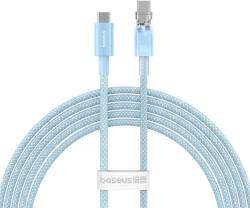 USB Type-C töltő- és adatkábel, USB Type-C, 200 cm, 6000 mA, 100W, gyorstöltés, PD, cipőfűző minta, Baseus Explorer, világoskék - tok-shop