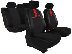 Pok-Ter Set Huse Scaune Auto pentru Jaguar X-TYPE - Pok-Ter GT8, Piele Ecologica si Material Textil tip Alcantara, Negru - Rosu, 9 piese