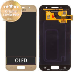 Samsung Galaxy A3 A320F (2017) - LCD Kijelző + Érintőüveg (Gold Sand) - GH97-19732B, GH97-19753B Genuine Service Pack, Gold Sand