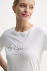 Pepe Jeans pamut póló LETICIA női, fehér, PL505997 - fehér XL