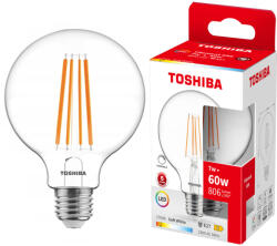 Toshiba LED izzó E27 G95 7W = 60W 806lm 2700K meleg izzószál szabályozható TOSHIBA (TOSLIG2180)