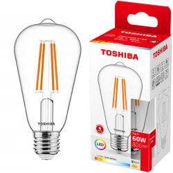 Toshiba E27 ST64 LED izzó 7W = 60W 806lm 2700K meleg izzószál TOSHIBA (TOSLIG2130)