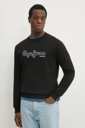 Pepe Jeans pamut melegítőfelső DORIAN CREW fekete, férfi, nyomott mintás, PM582757 - fekete L