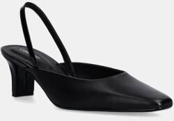 Calvin Klein bőr flip-flop HEEL SLING PUMP 50 - LTH fekete, magassarkú, nyitott sarokkal, HW0HW02267 - fekete Női 37