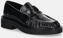 Tommy Jeans bőr mokaszin TJW ORIGIN LOAFER fekete, női, lapos talpú, EN0EN02708 - fekete Női 37