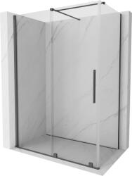 Mexen Velar tolóajtós zuhanykabin 140 x 75 cm, Átlátszó, szálcsiszolt gun gray - 871-140-075-01-66 (871-140-075-01-66)