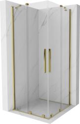 Mexen Velar Duo tolóajtós zuhanykabin 80 x 80 cm, Átlátszó, arany - 871-080-080-02-50 (871-080-080-02-50)