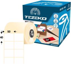 Tezeko 50 * 40 mm, öntapadós műanyag etikett címke (8350 címke/tekercs) (M0500004000-002)