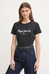 Pepe Jeans pamut póló LETICIA női, fekete, PL505997 - fekete XS