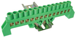 Tracon szigetelt földelősín (N/PE), zöld 230/400V, 100A, 8×12mm, 14P, IP20 NPE-G8-14 (NPE-G8-14)