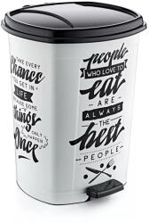 Özer Plastik Éttermi pedálos szemetes kivehető vödörrel Fekete-fehér mintás 50L (DO96)