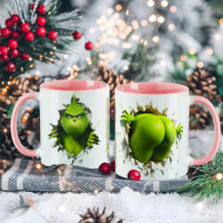 Deconline Customs Egyedi feliratos karácsonyi bögre "Grincs Popó" rózsaszín bögre (DO129223-PINK-MUG)