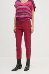 Sisley pantaloni femei, culoarea bordo, fason tigareta, medium waist, 48M855BK7 9BYH-SPD0W9_83X