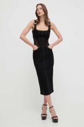 Versace rochie jeans culoarea negru, midi, mulata PPYH-SUD157_99X