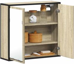 vidaXL sonoma tölgy szerelt fa tükrös fürdőszobaszekrény 65x20x60 cm (849255)